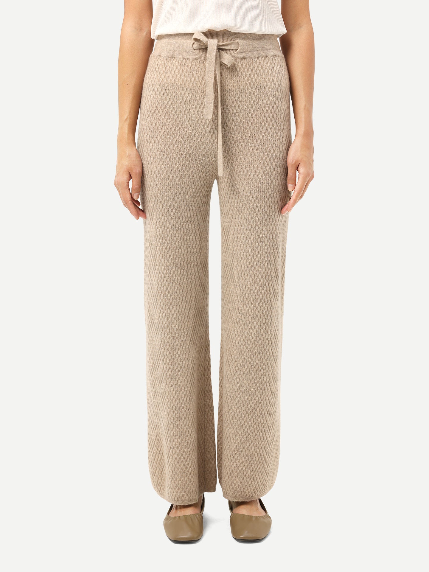 Organic Color Textured Knit Cashmere Pants