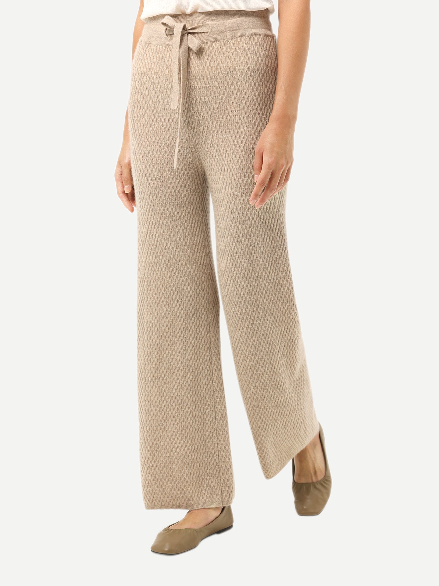 Organic Color Textured Knit Cashmere Pants