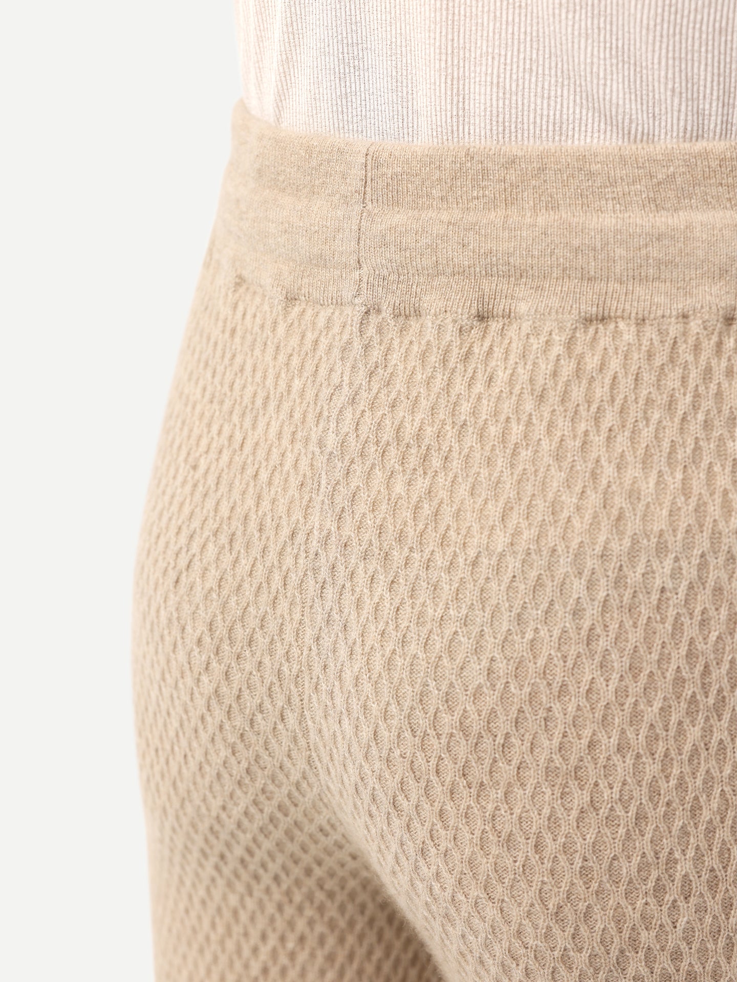 Organic Color Textured Knit Cashmere Pants