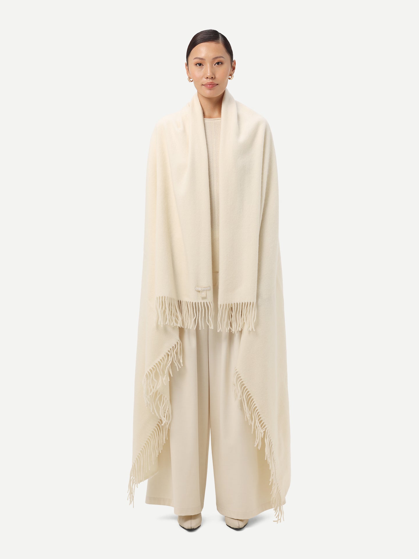 Organic Color Cashmere Large Blanket With Fringe