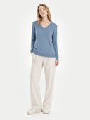 Essential Cashmere V-Neck Sweater Purple Impression - Gobi Cashmere #color_purple-impression