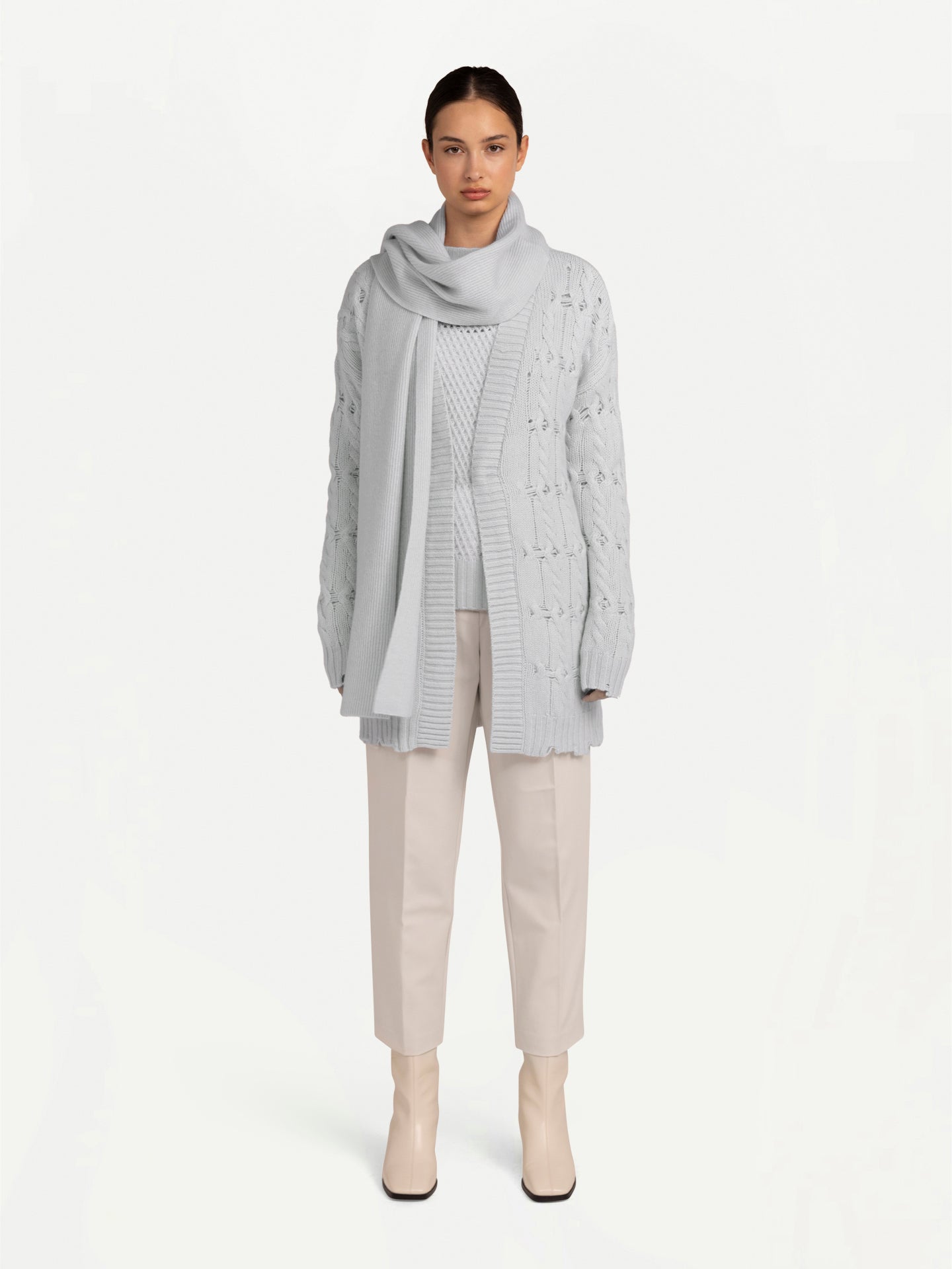 Unisex Oversized Cashmere Scarf Silver Birch - Gobi Cashmere