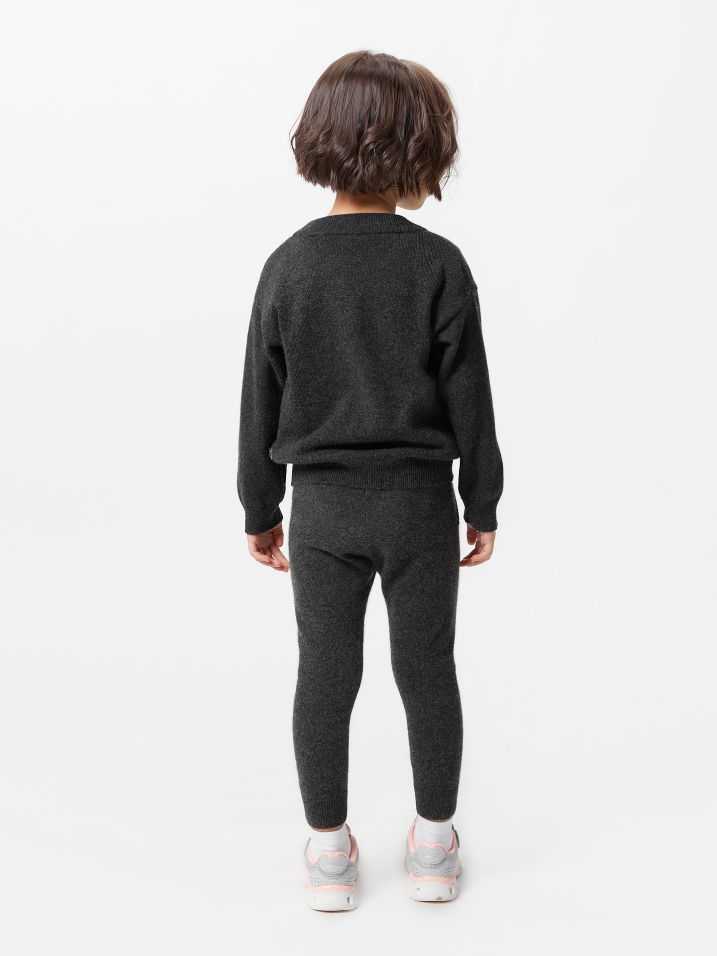 Kids Cashmere V-neck Cardigan Charcoal - Gobi Cashmere