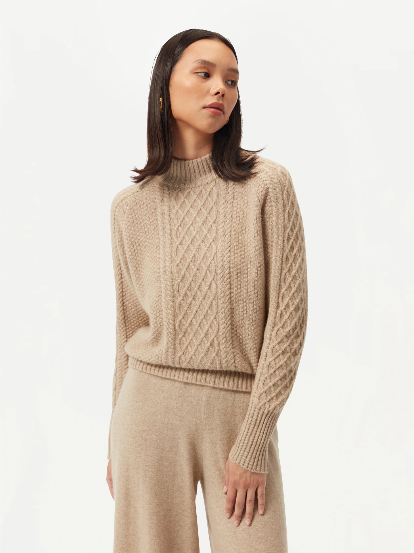 Organic Color Cashmere Fisherman Sweater