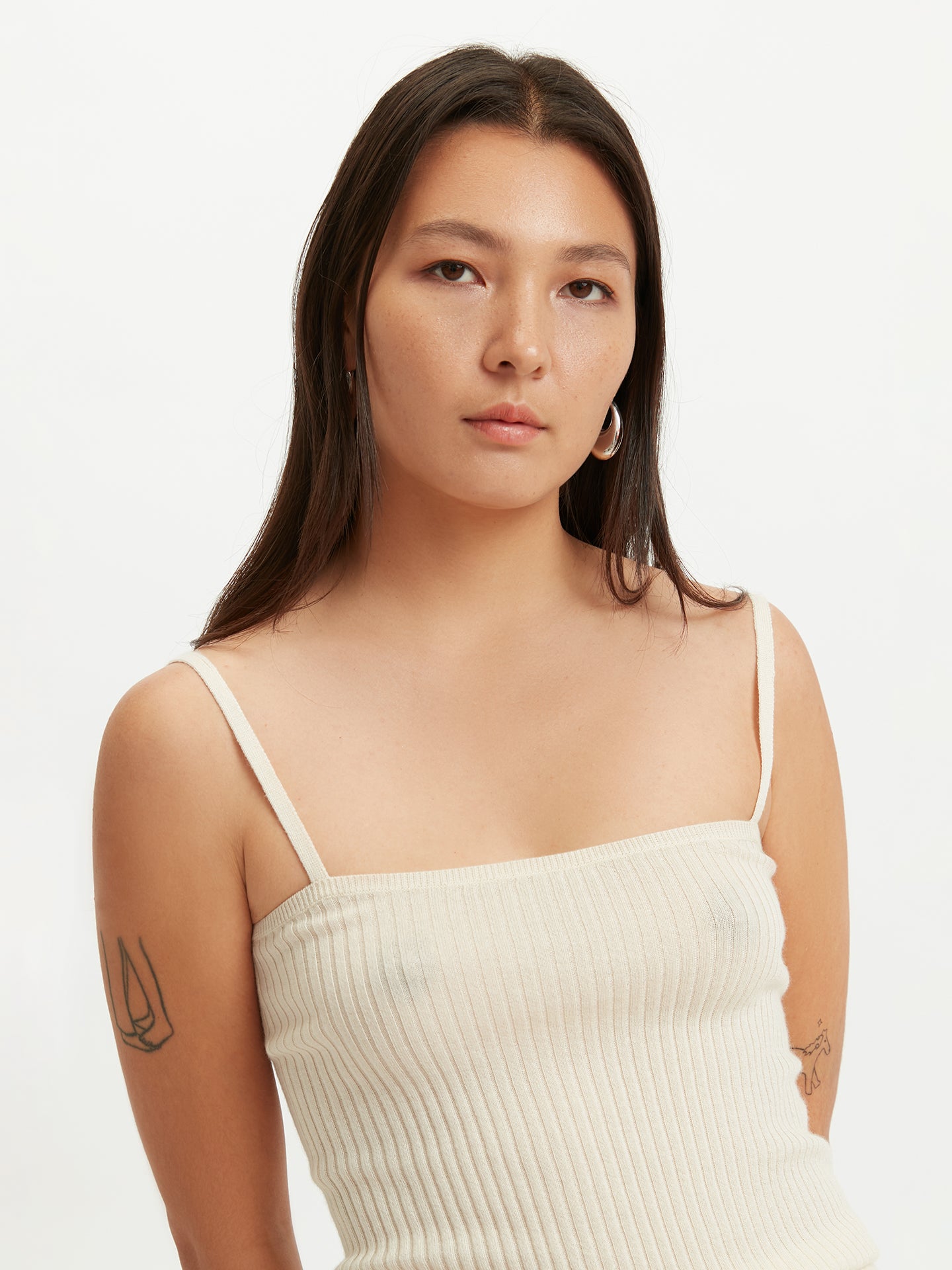 Women's Silk Cashmere Rib Knitted Top Marshmallow - Gobi Cashmere