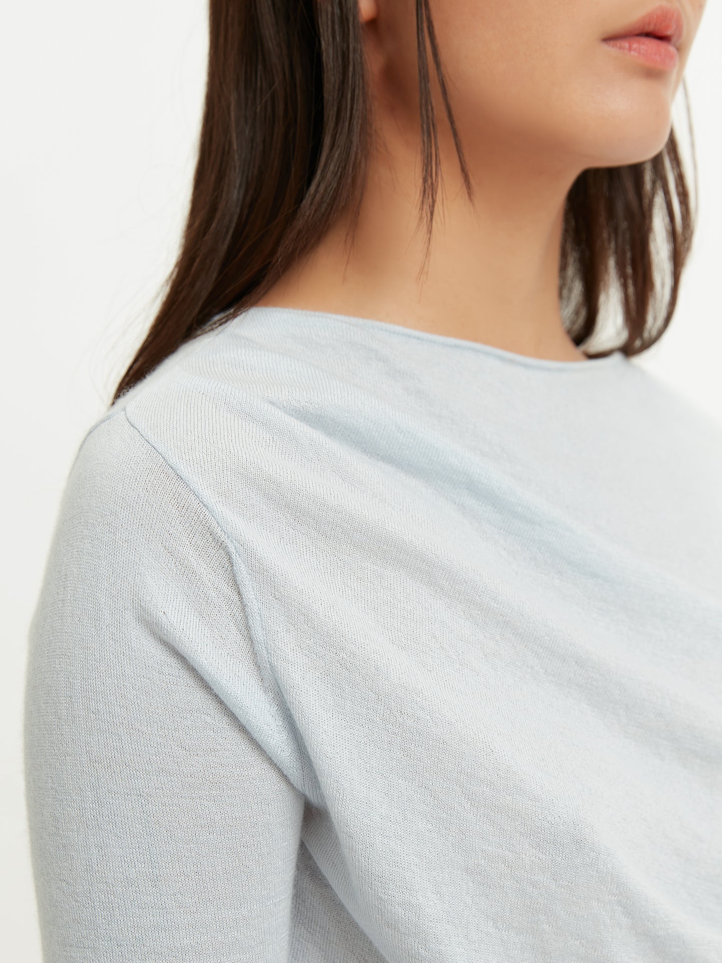 Women's Silk Cashmere C-neck Ice Flow - Gobi Cashmere