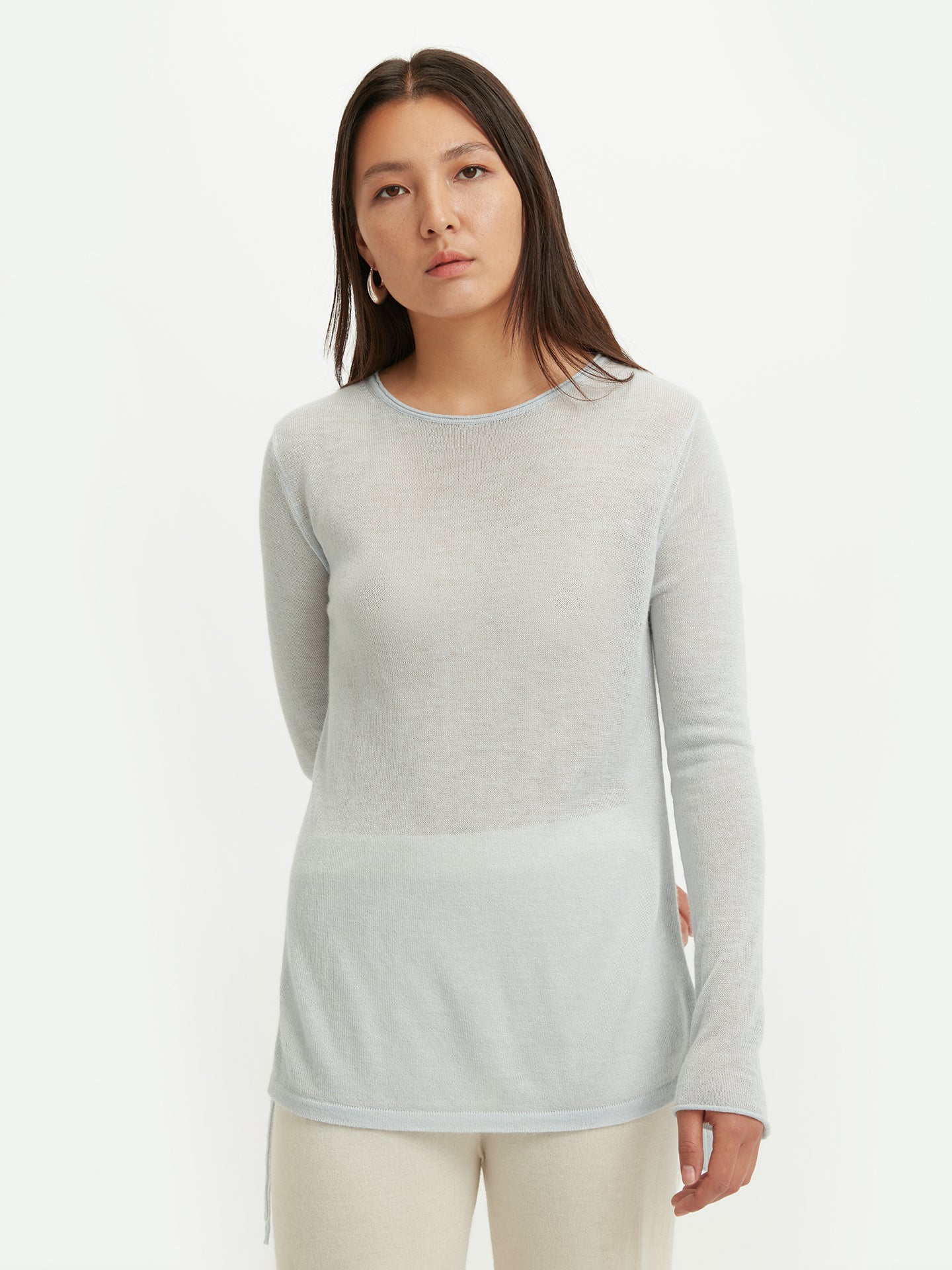 Women's Silk Cashmere Boat Neck Ice Flow - Gobi Cashmere