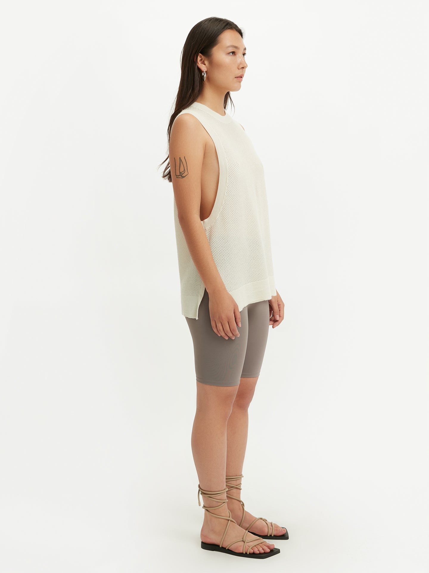 Women's Silk Cashmere Ajour Knitted Top Marshmallow - Gobi Cashmere
