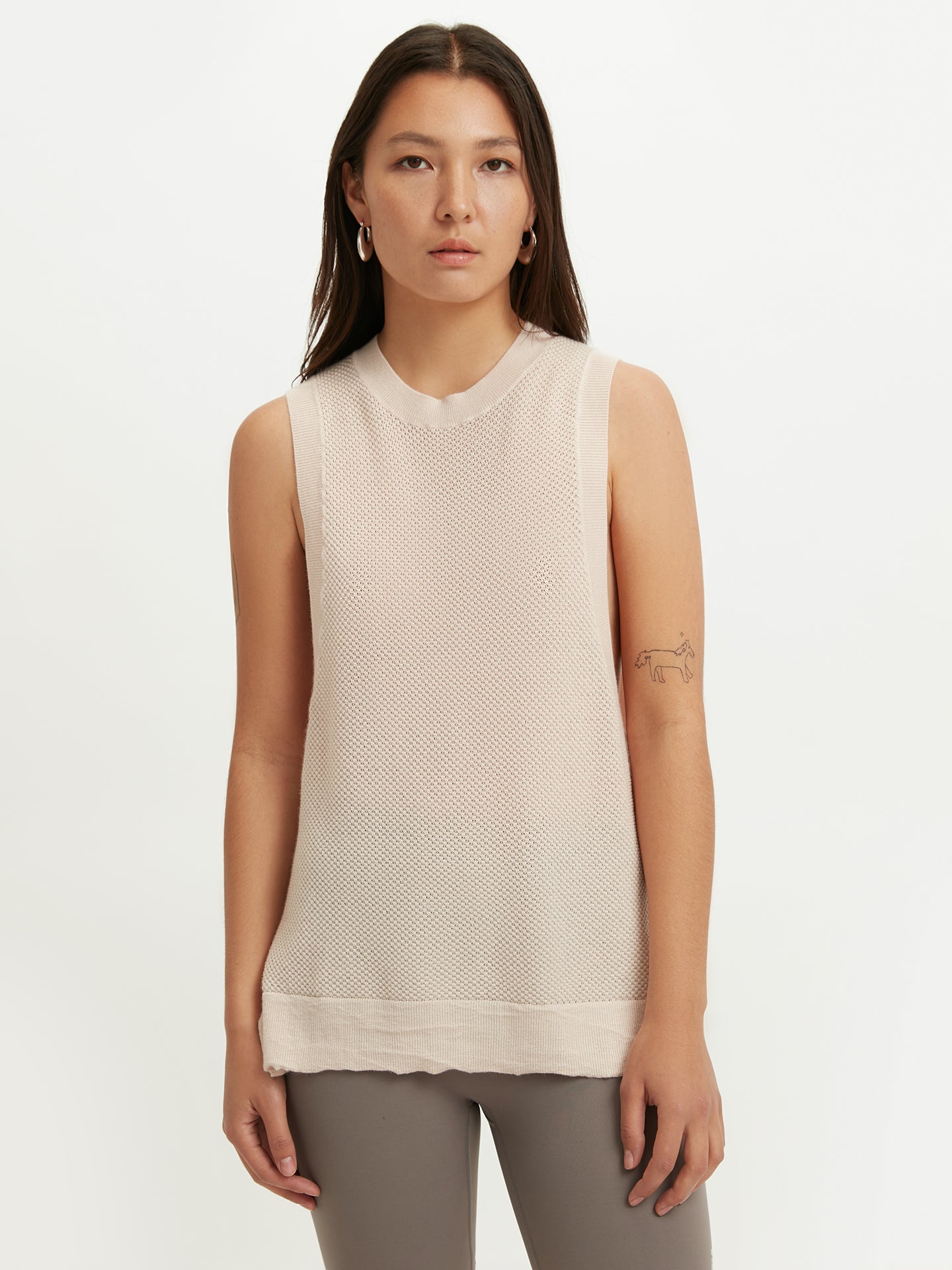 Women's Silk Cashmere Ajour Knitted Top Whisper Pink - Gobi Cashmere