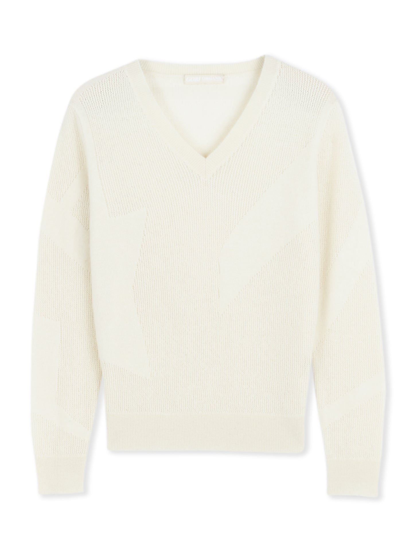 Women's Organic Colour Cashmere V-neck Sweater Off White - Gobi Cashmere