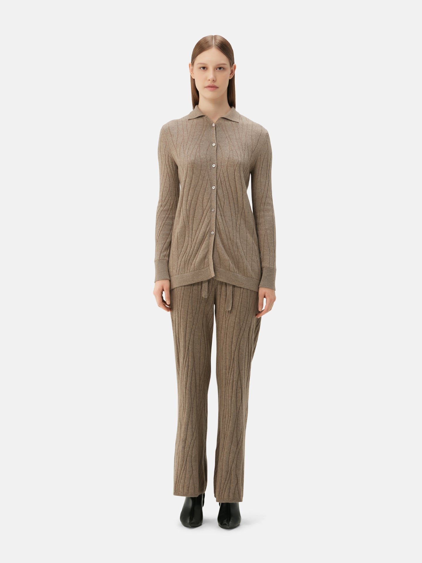 Women's Organic Colour Cashmere Cardigan Taupe - Gobi Cashmere