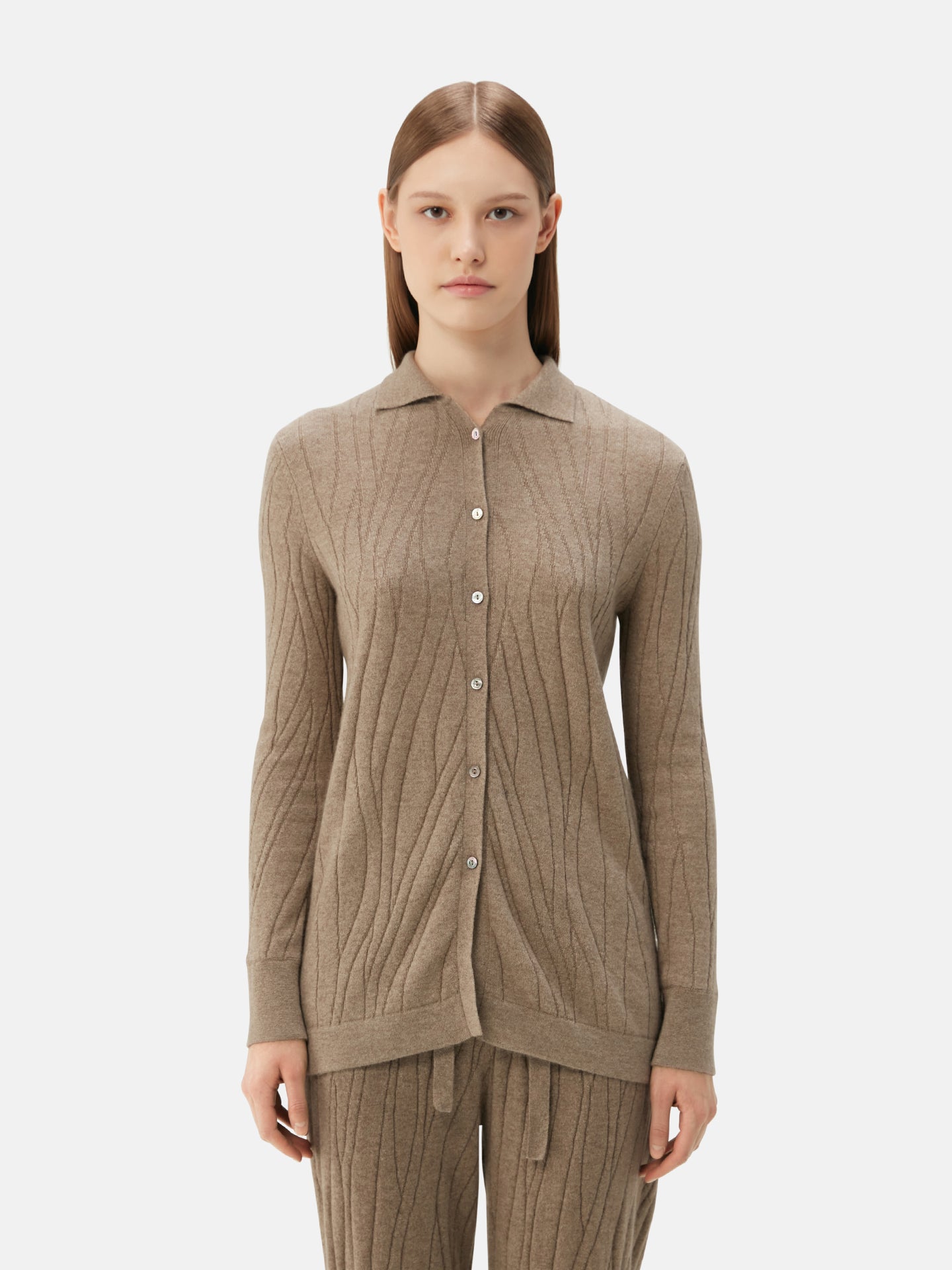 Women's Organic Colour Cashmere Cardigan Taupe - Gobi Cashmere