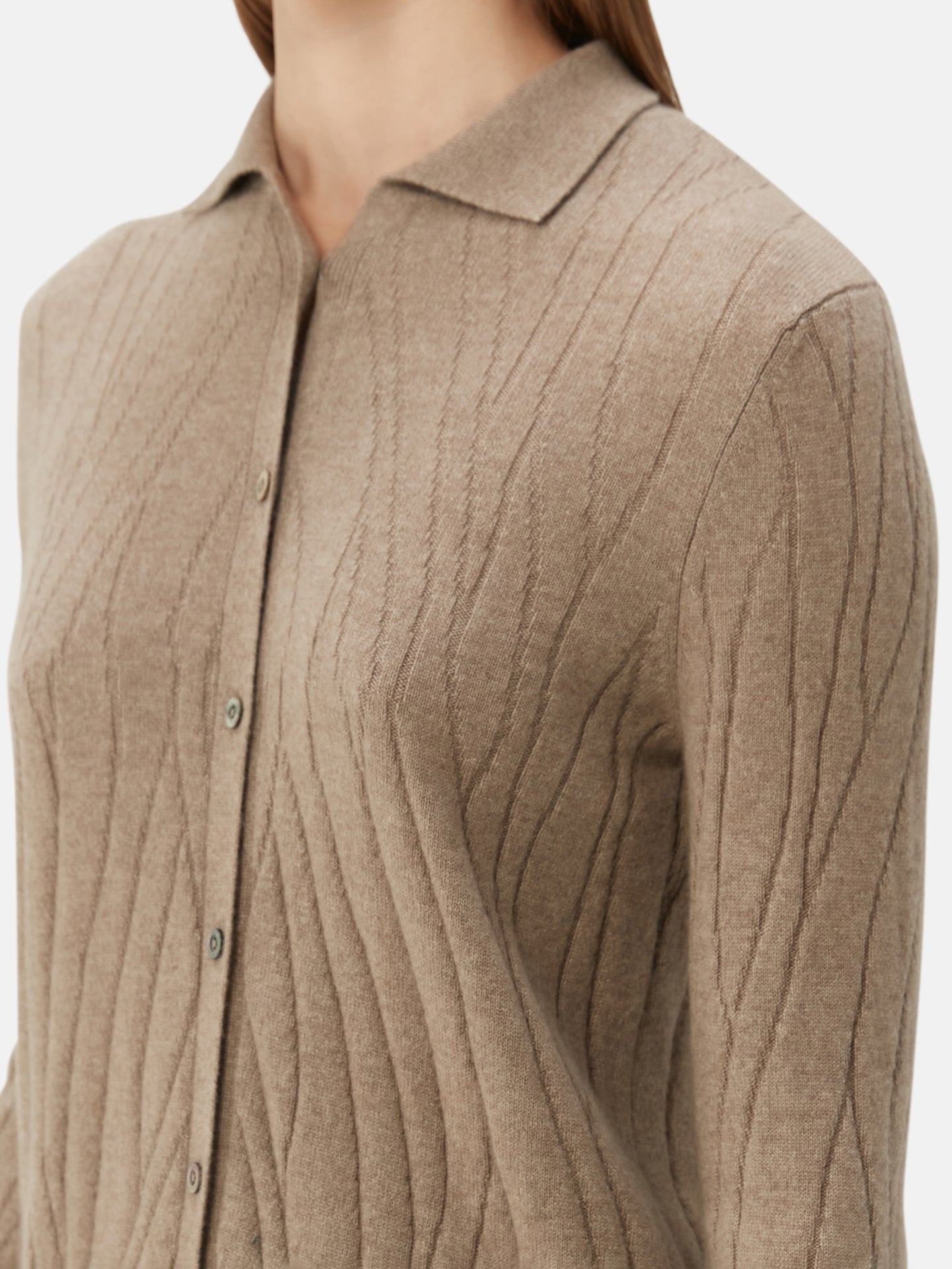 Women's Organic Colour Cashmere Cardigan Taupe - Gobi Cashmere