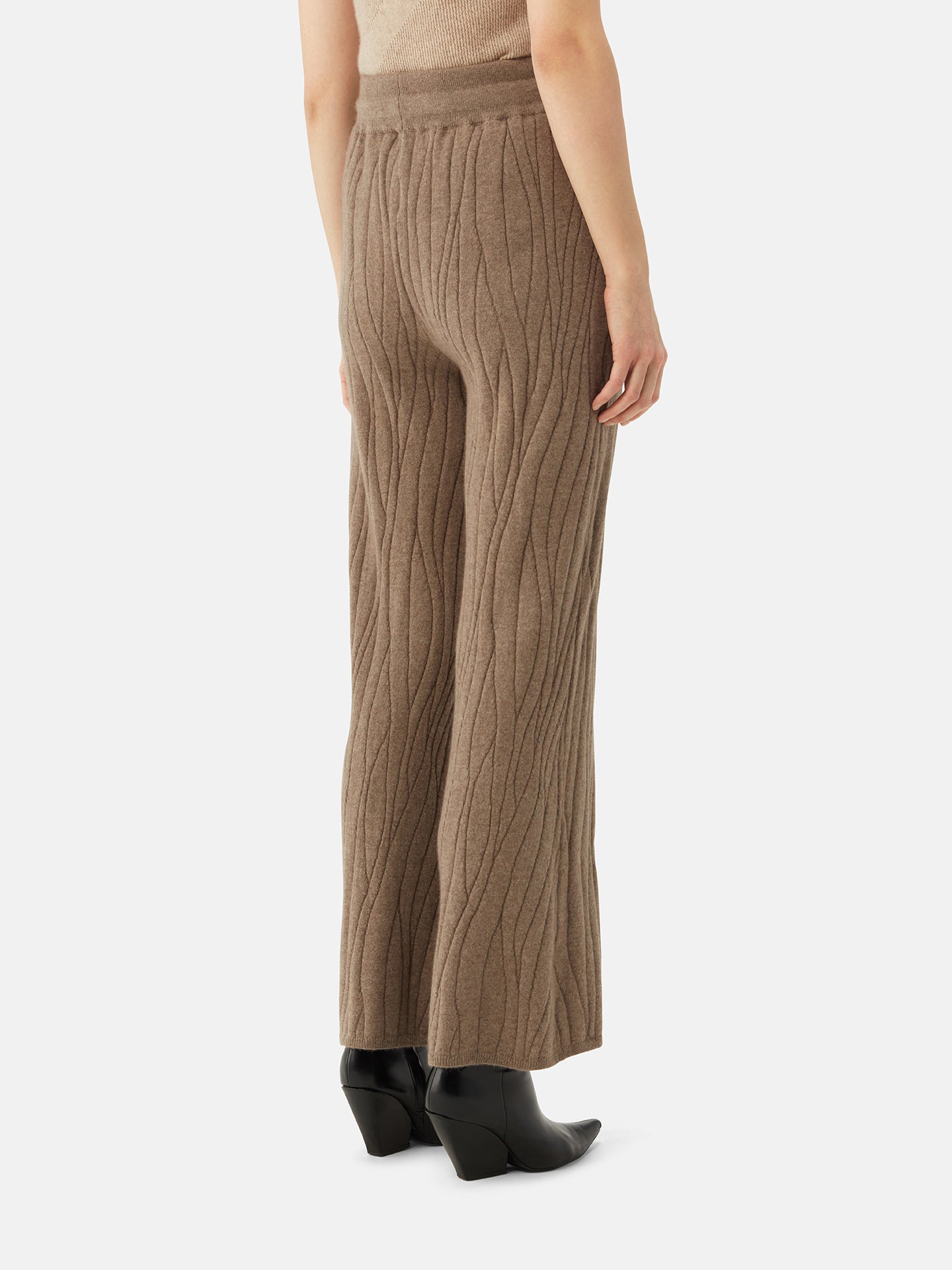 Women's Organic Colour Cashmere Flare Pants Taupe - Gobi Cashmere