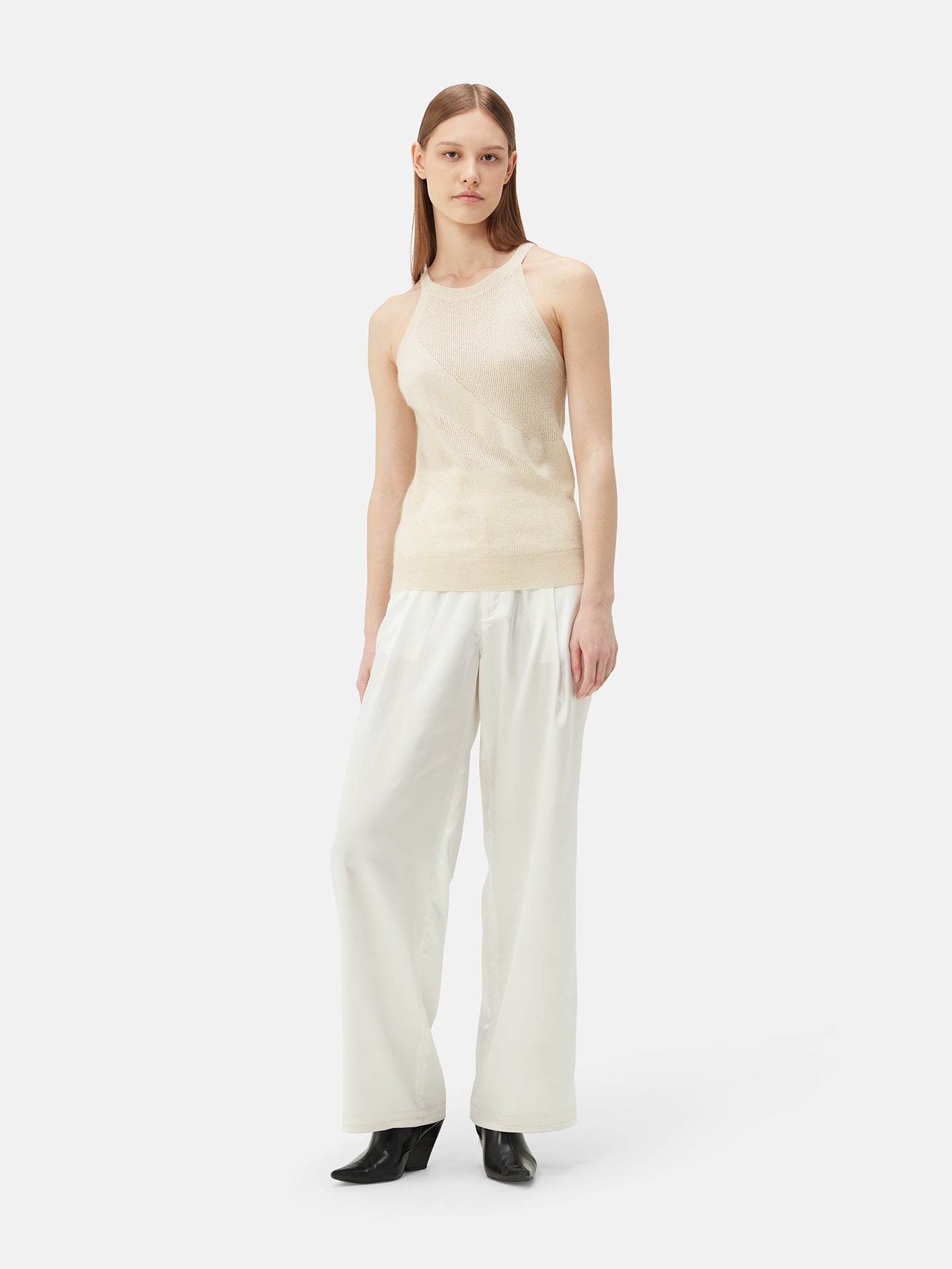 Women's Organic Colour Cashmere Top Off White - Gobi Cashmere