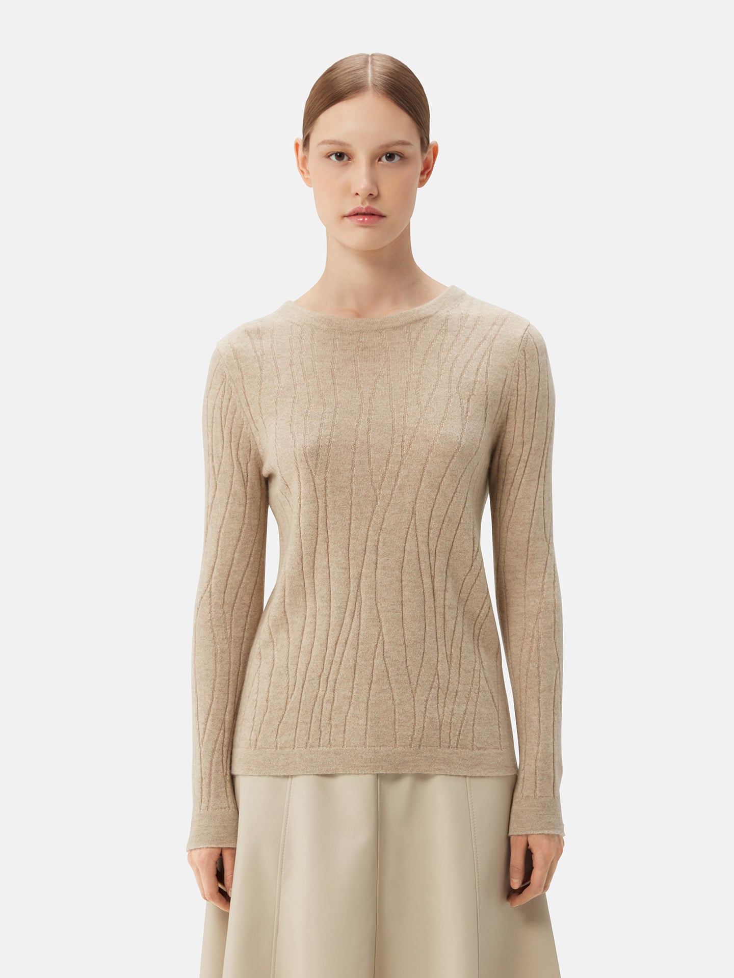 Women's Organic Colour Cashmere Crewneck Sweater Warm Grey - Gobi Cashmere