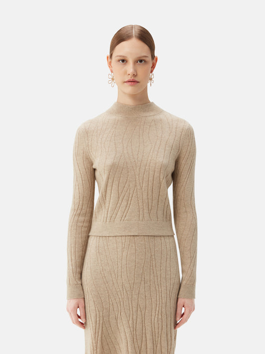 Women's Organic Colour Cropped High Neck Cashmere Sweater Warm Grey - Gobi Cashmere