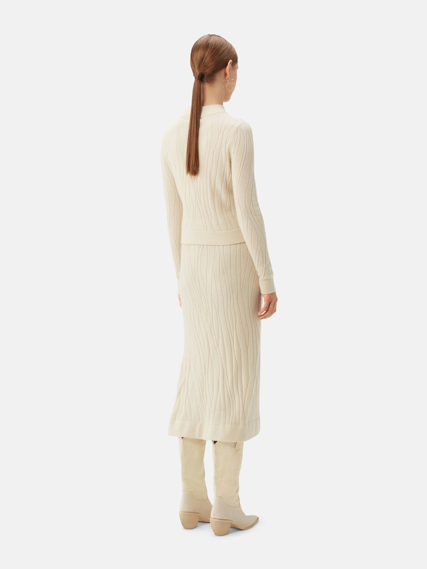 Women's Organic Colour Cropped High Neck Cashmere Sweater Off White - Gobi Cashmere
