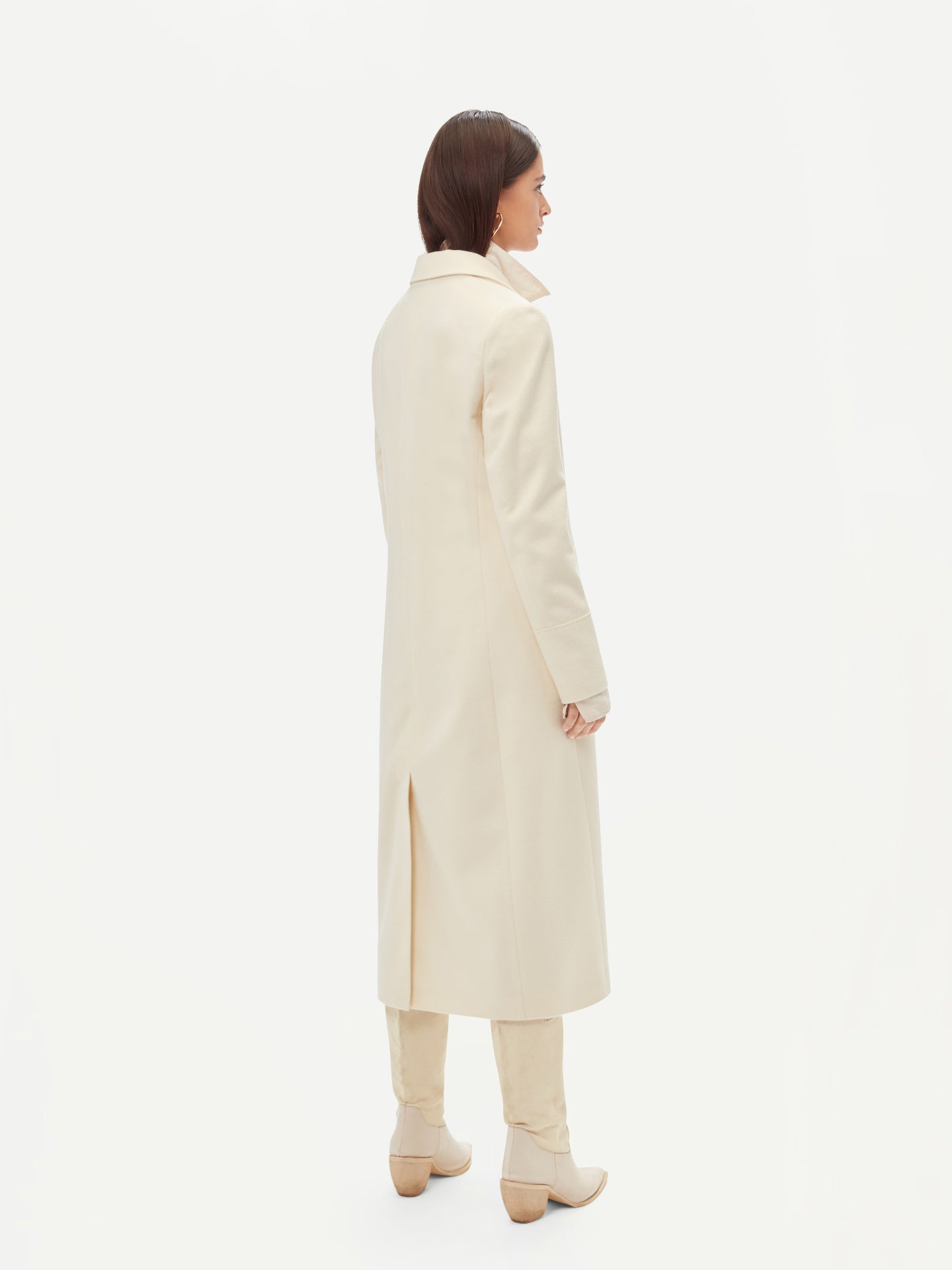 Women's Cashmere Peak Lapel Long Coat Marshmallow - Gobi Cashmere 