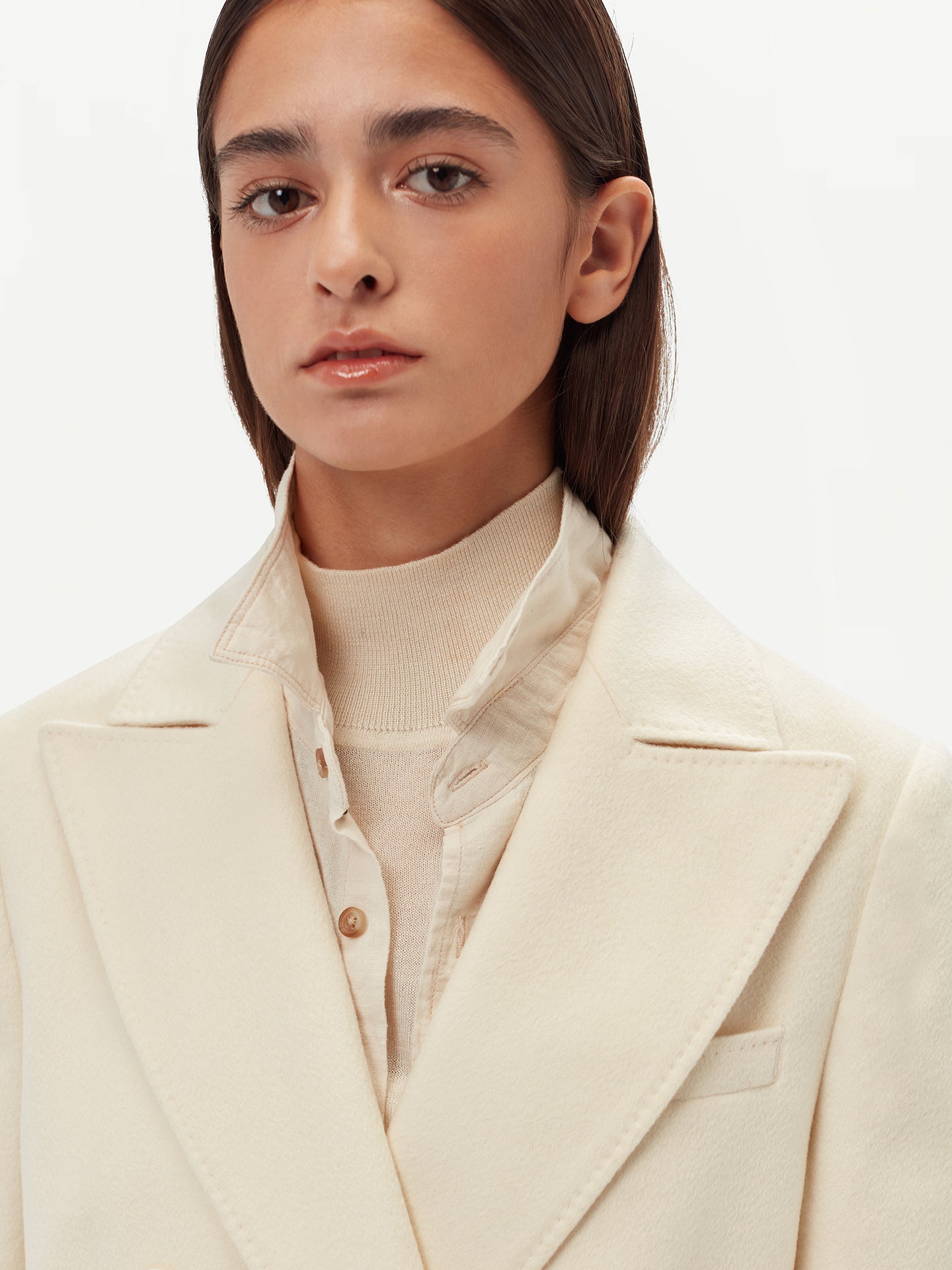 Women's Cashmere Peak Lapel Long Coat Marshmallow - Gobi Cashmere 