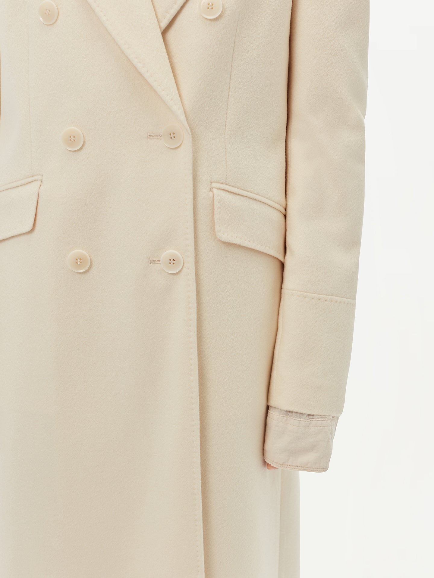 Women's Cashmere Peak Lapel Long Coat Marshmallow - Gobi Cashmere 