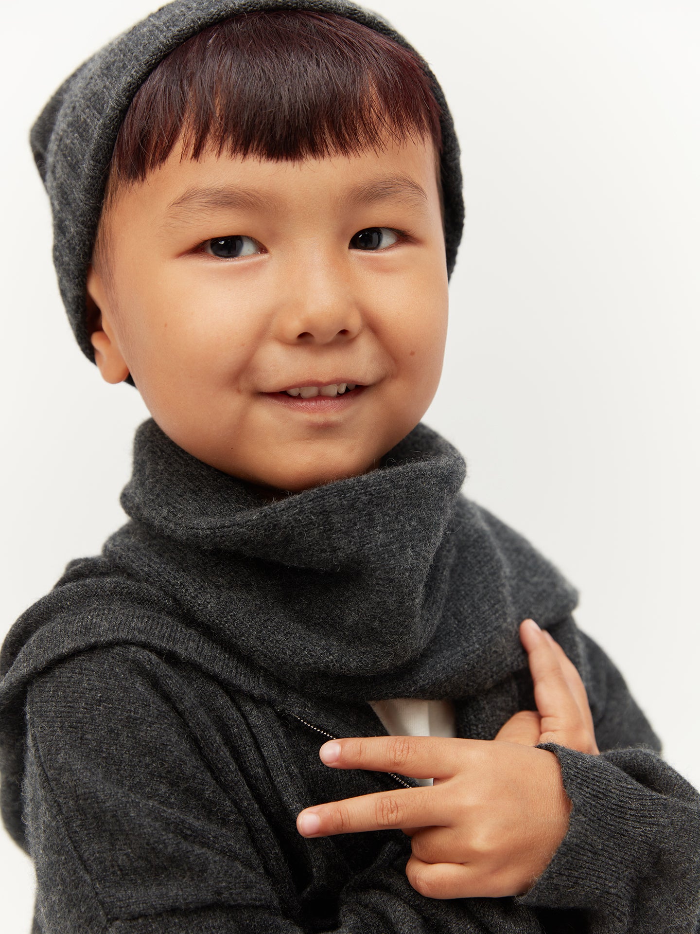 Unisex Cashmere Beanie for Kids Charcoal - Gobi Cashmere