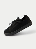 black knitted cashmere sneaker matching black tied laces. #color_black