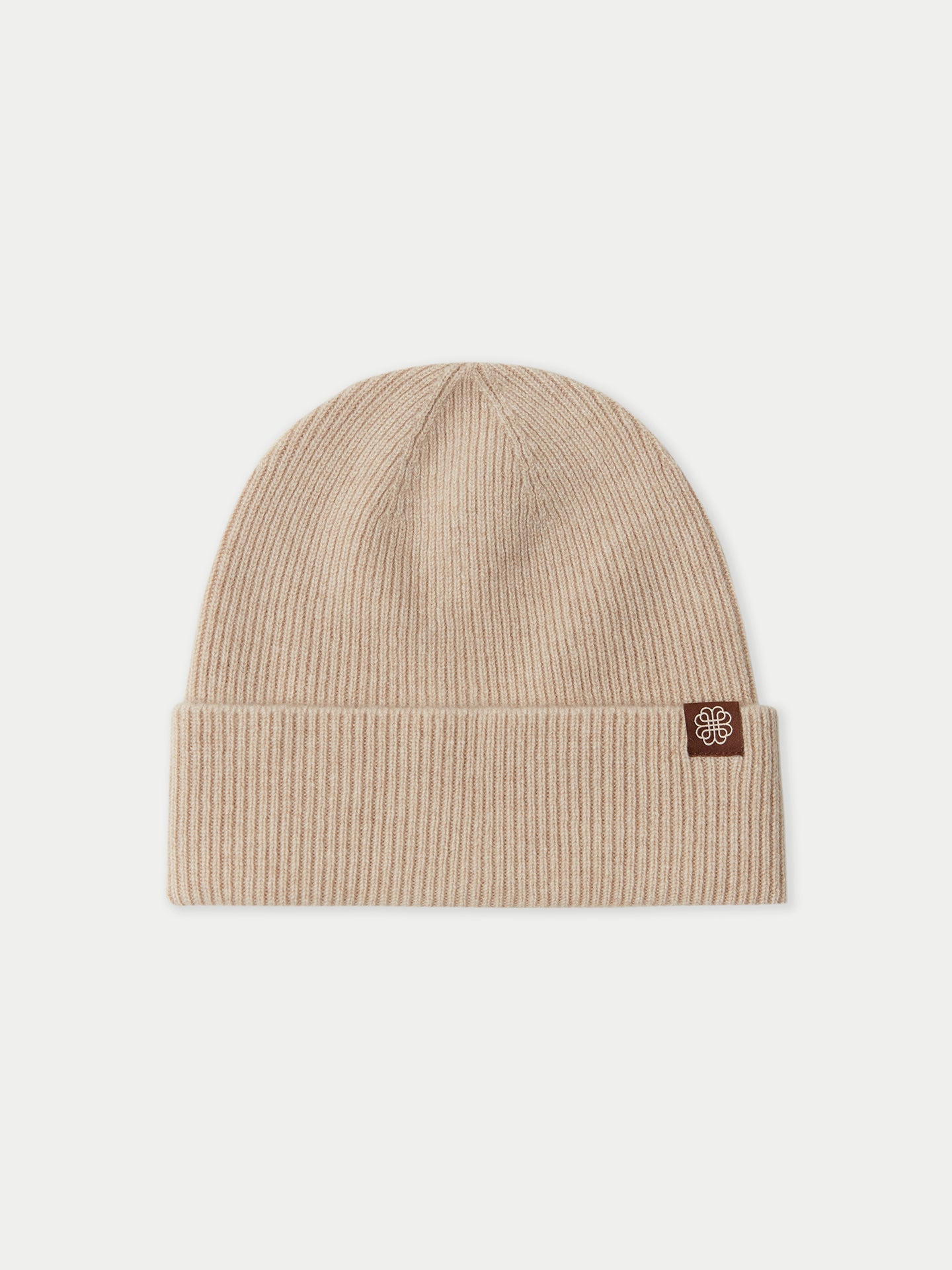 Unisex Organic Cashmere Rib Knit Beanie Beige | GOBI Cashmere