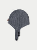 Gray knit beanie with a paddle design on a light gray background #color_dim-gray