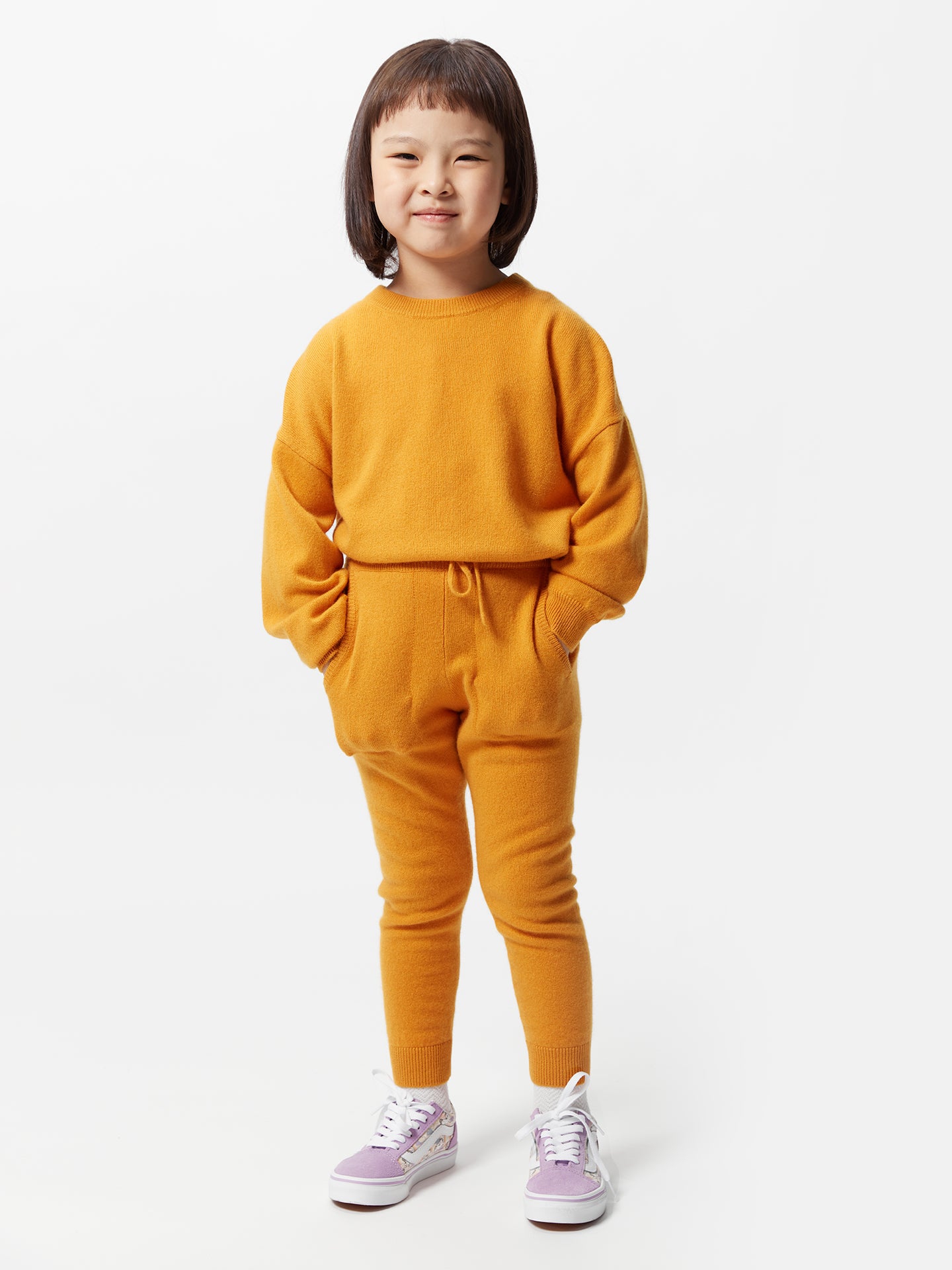 Kids Cashmere Track Pants Cadmium Yellow - Gobi Cashmere