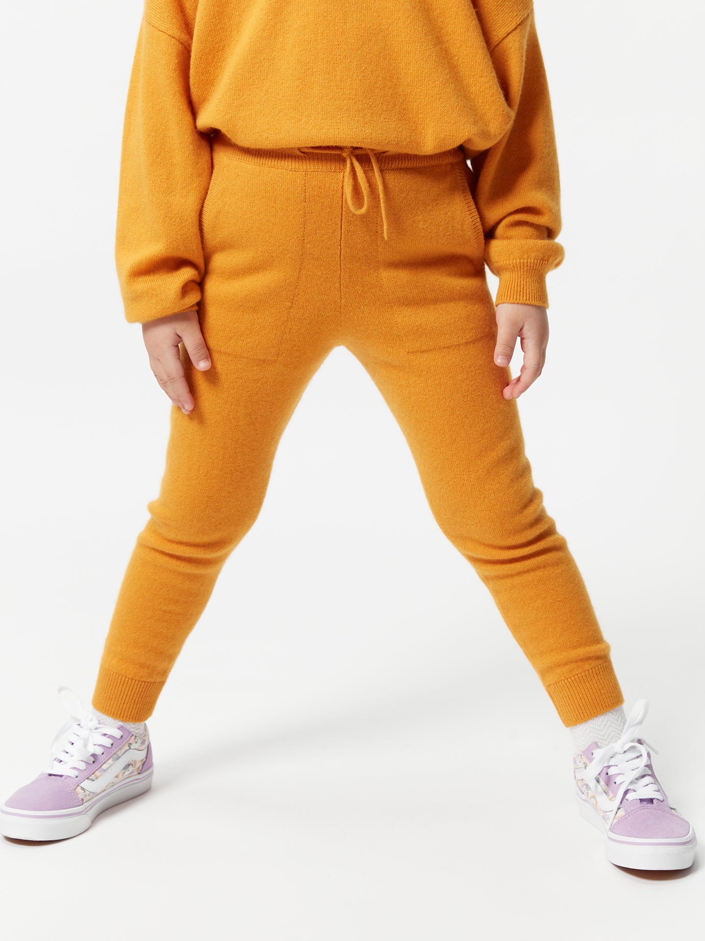 Kids Cashmere Track Pants Cadmium Yellow - Gobi Cashmere