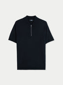 Black zip-up shirt on a light gray background #color_black