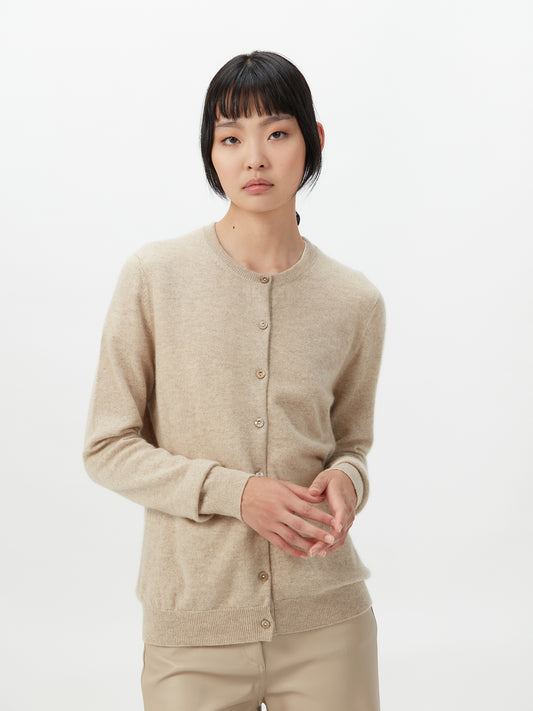 Organic Color Cashmere Crew Neck Cardigan