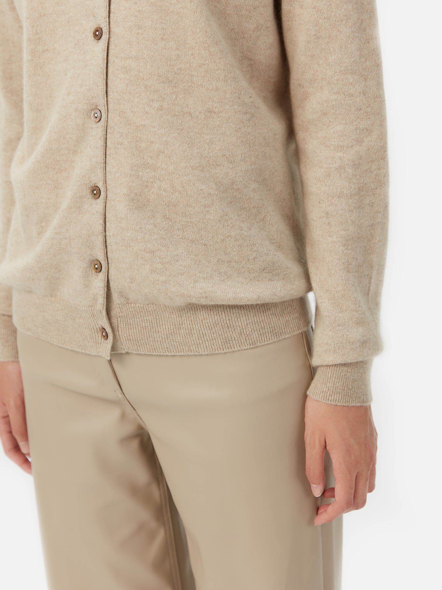 Organic Color Cashmere Crew Neck Cardigan