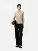 Organic Color Cashmere Essential Crewneck Sweater Warm Grey - Gobi Cashmere #color_warm-grey
