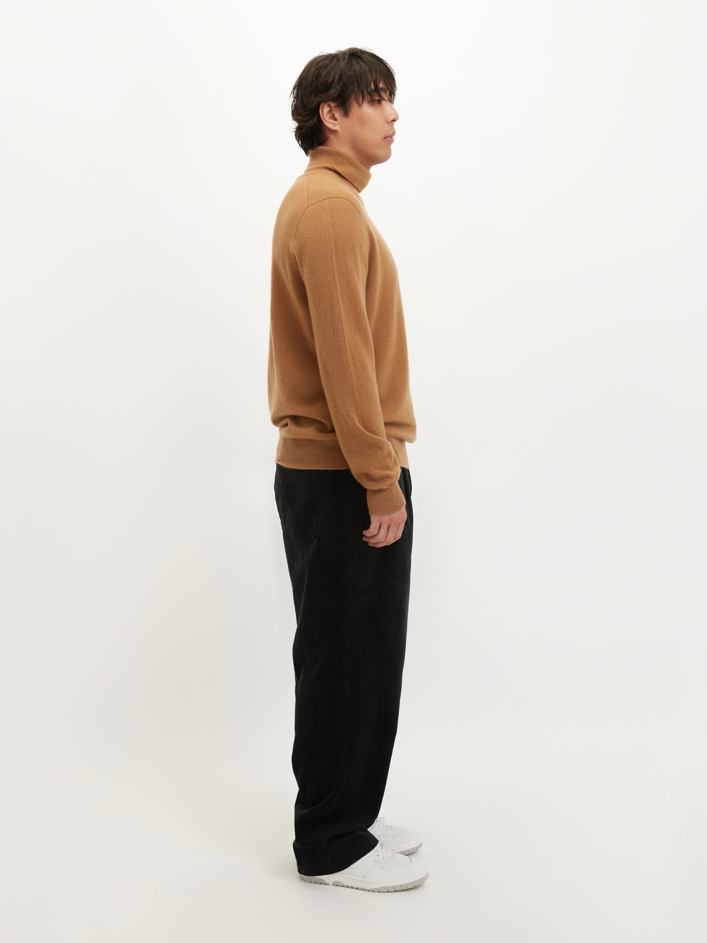 Men's Cashmere Basic Turtle Neck Sweater Almond - Gobi Cashmere