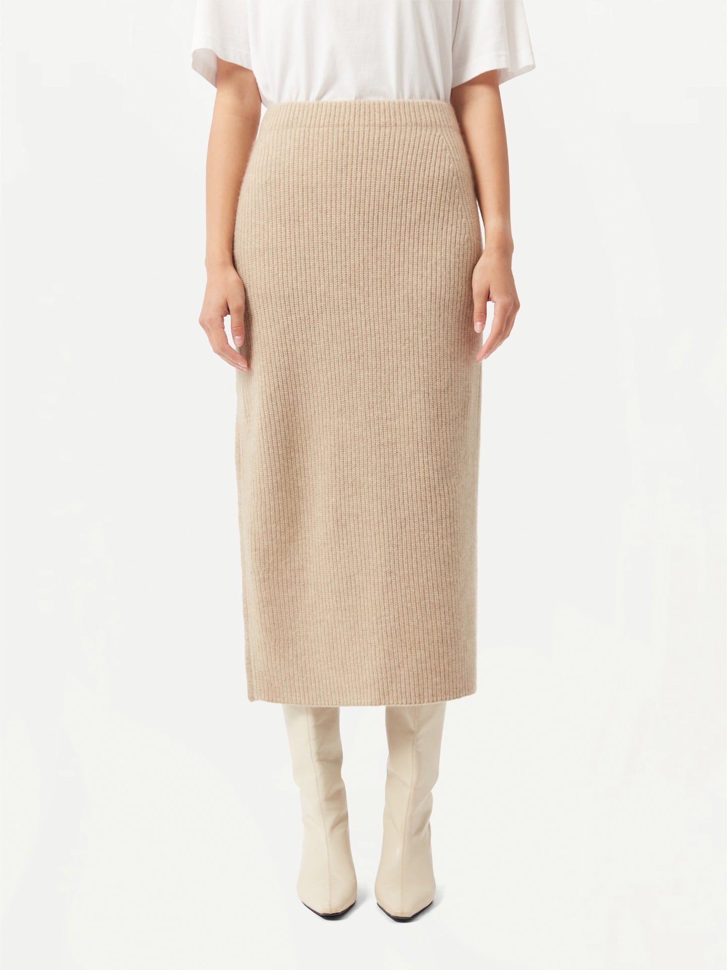 Organic Color Cashmere Skirt with Zip