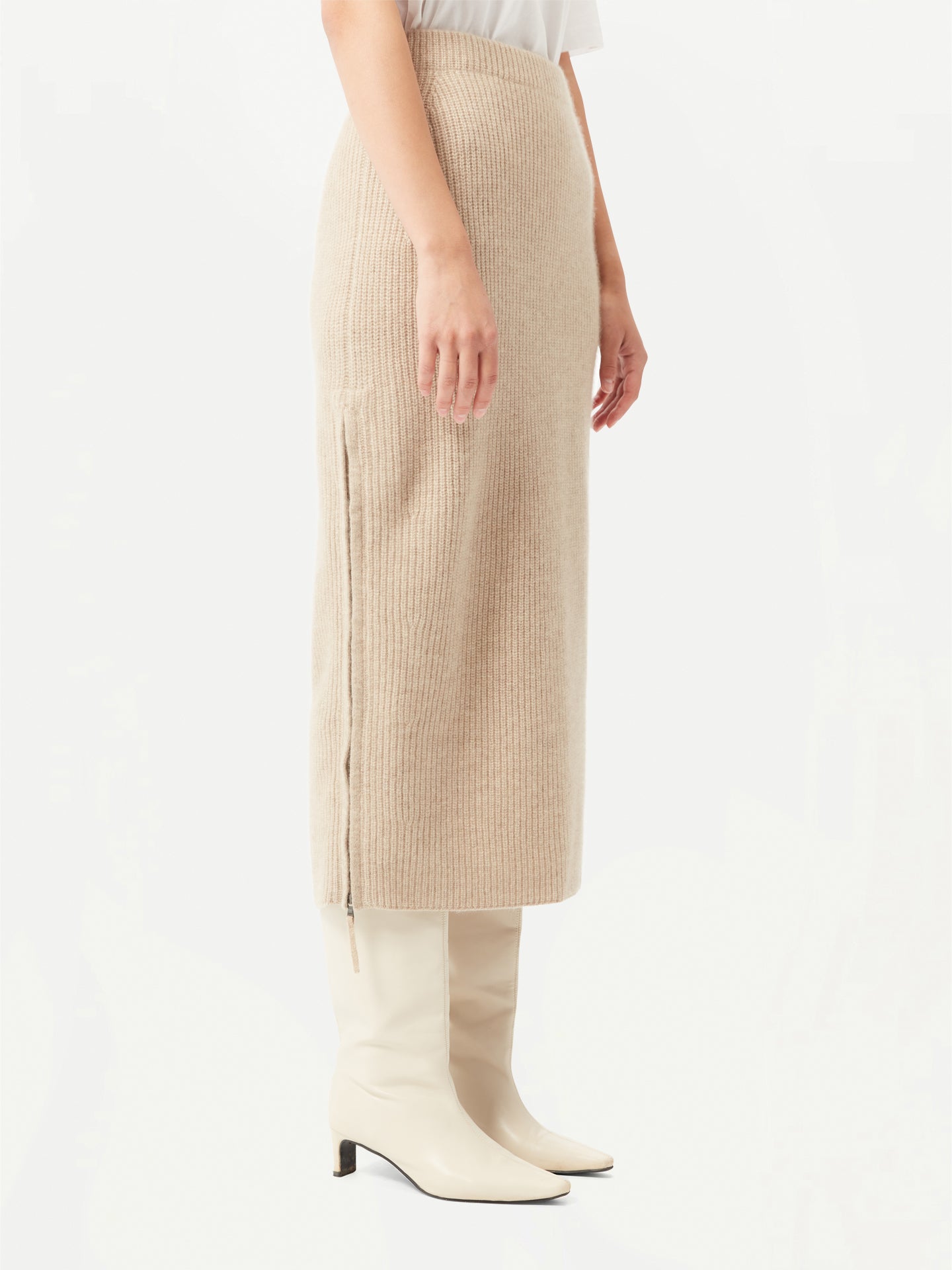 Organic Color Cashmere Skirt with Zip