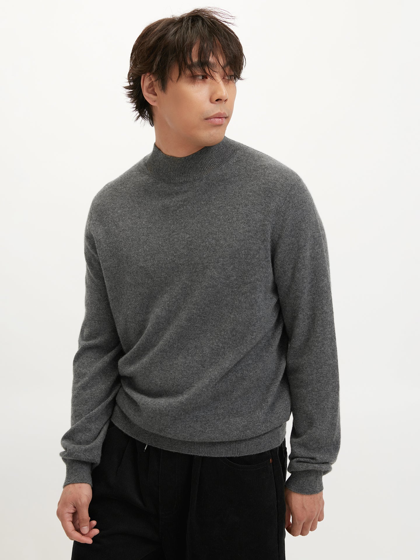 Men's Cashmere Mock Neck Sweater Plum Kitten - Gobi Cashmere