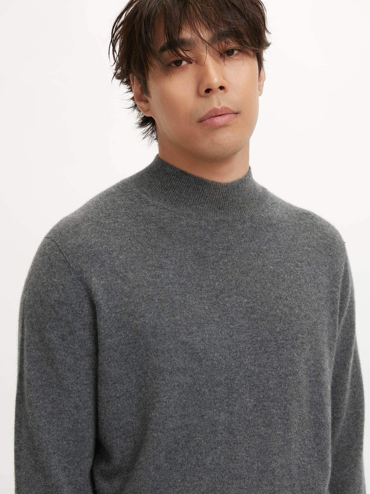 Men's Cashmere Mock Neck Sweater Plum Kitten - Gobi Cashmere