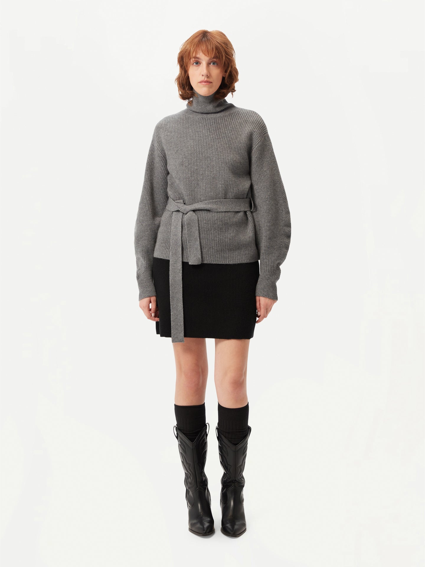 Belted Cashmere Turtleneck