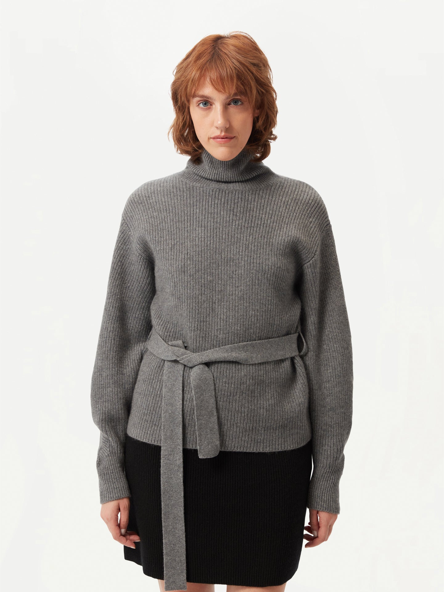 Belted Cashmere Turtleneck