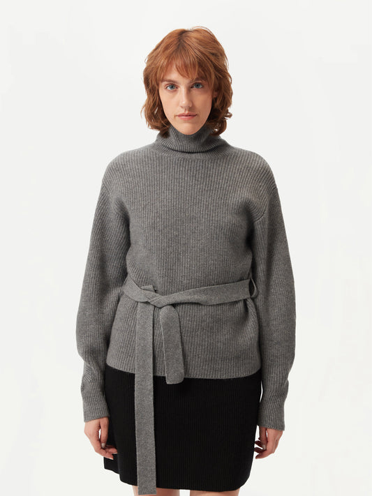 Belted Cashmere Turtleneck