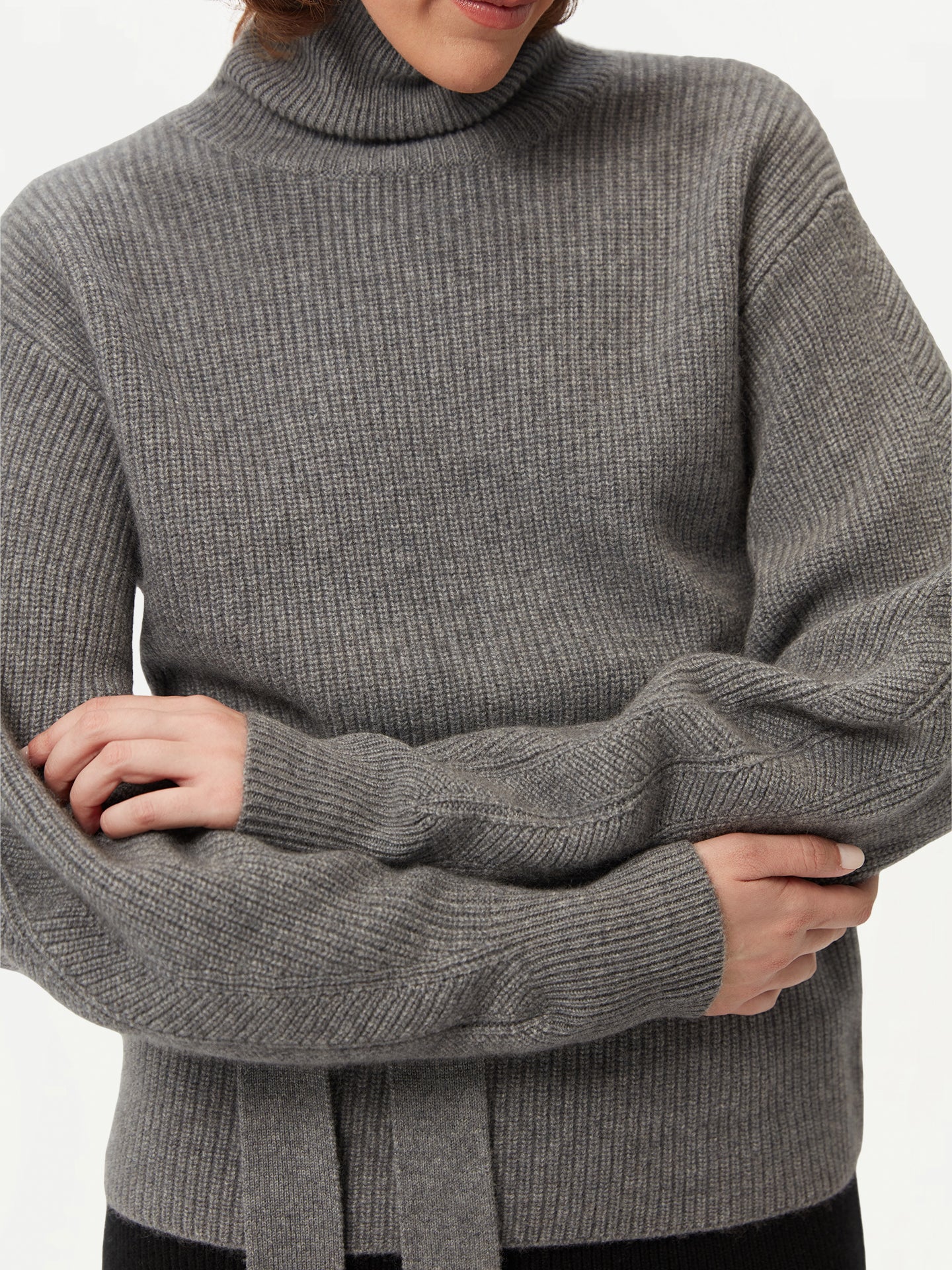 Belted Cashmere Turtleneck