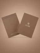 two brown envelopes with a brand logo "GOBI" on a brown background