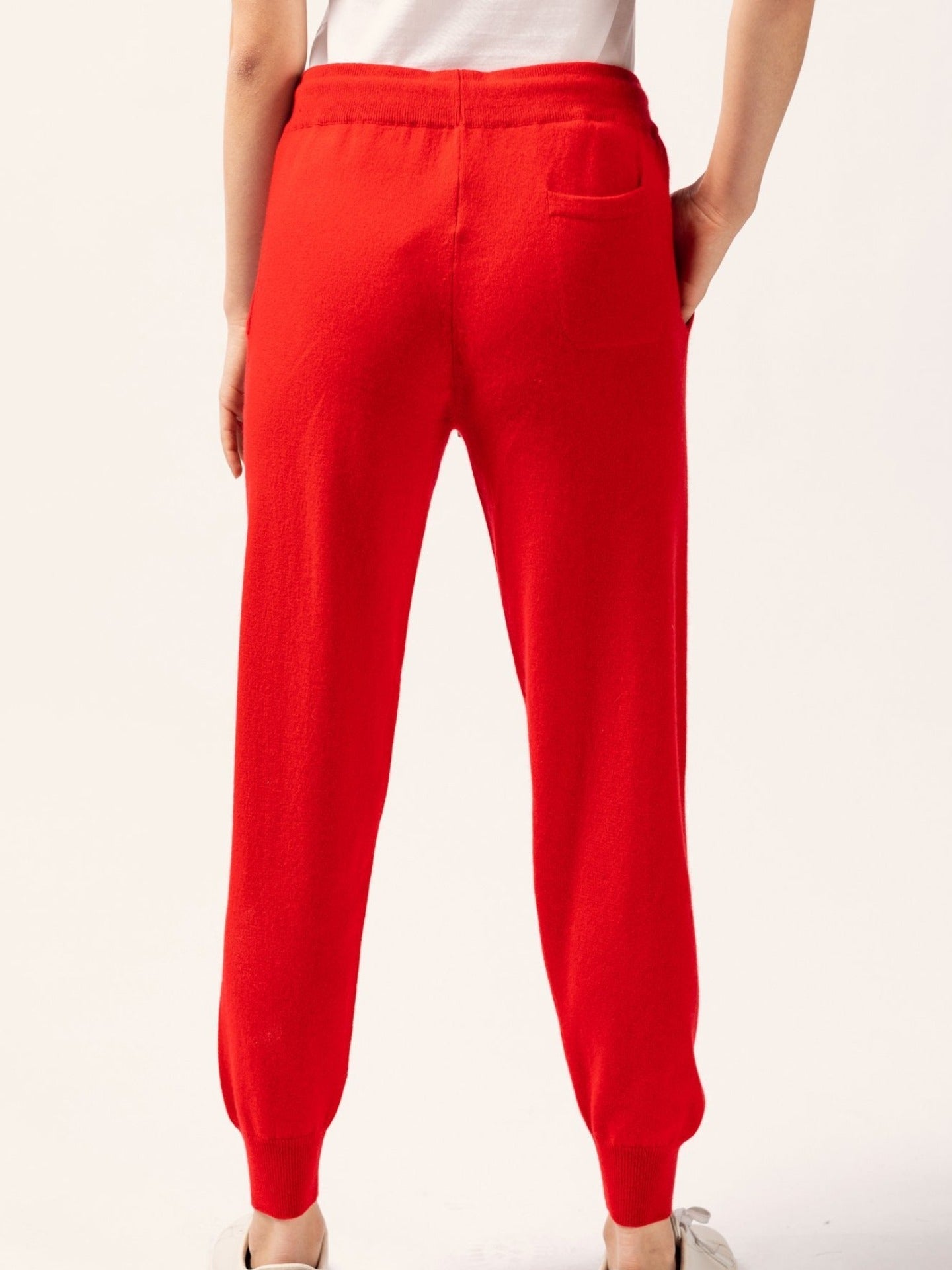 Women's Cashmere Cuffed Jogger Red - Gobi Cashmere