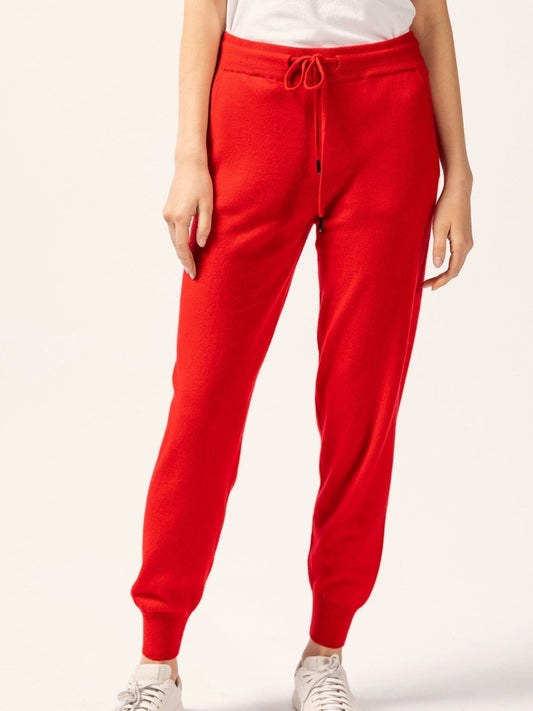 Women's Cashmere Cuffed Jogger Red - Gobi Cashmere