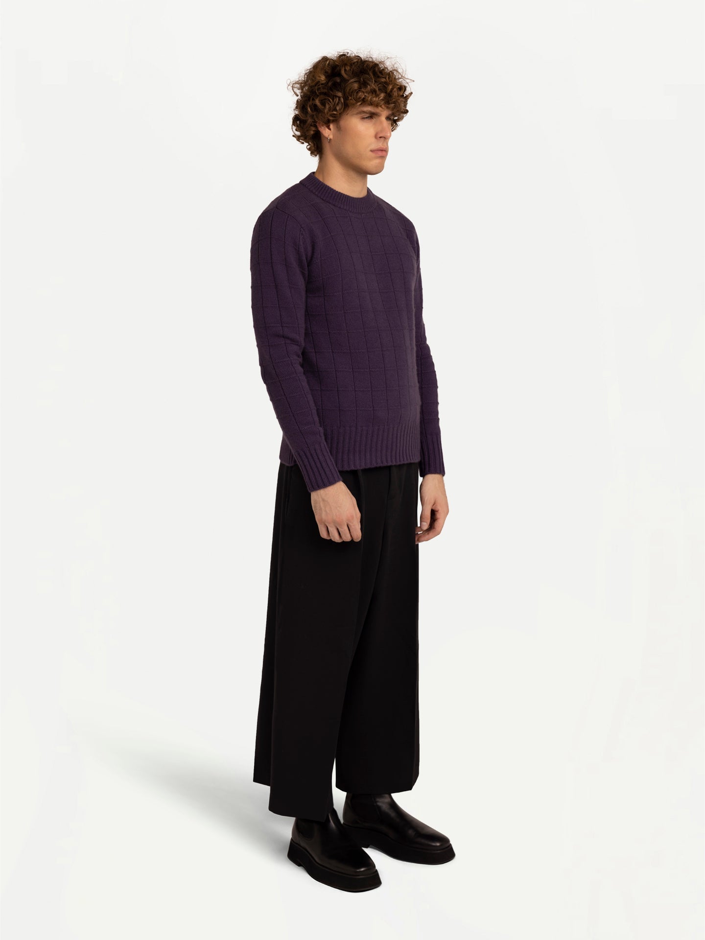 Men's Cashmere Patterned Sweater Mulled Grape - Gobi Cashmere