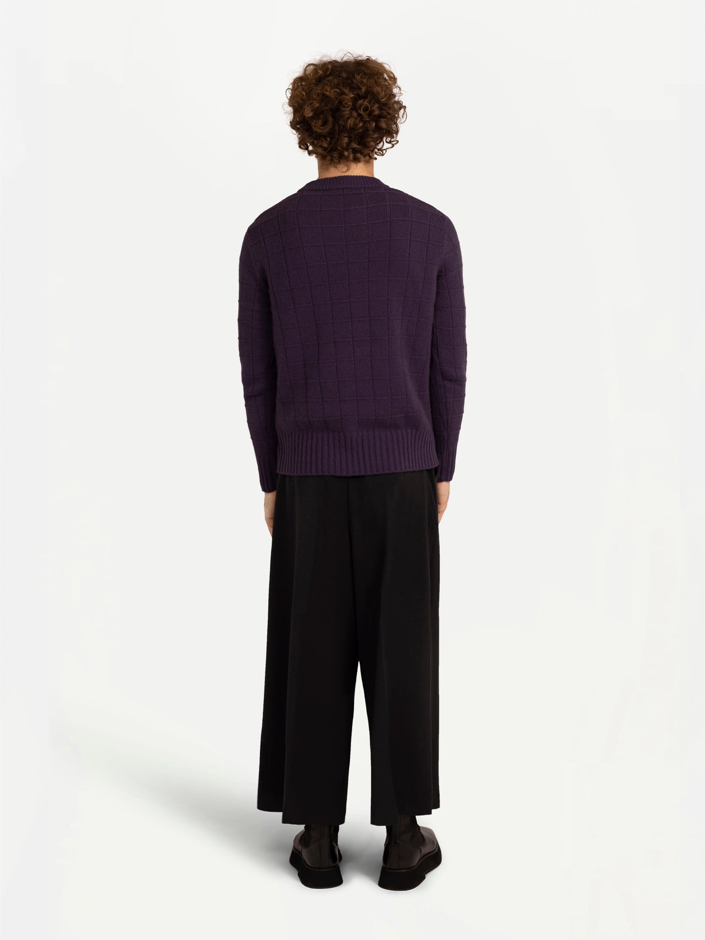 Men's Cashmere Patterned Sweater Mulled Grape - Gobi Cashmere
