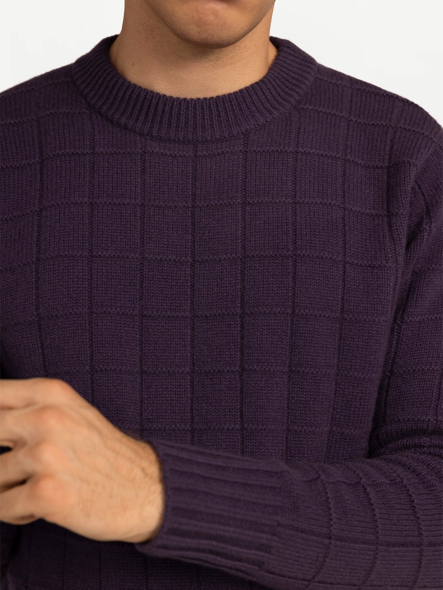 Men's Cashmere Patterned Sweater Mulled Grape - Gobi Cashmere